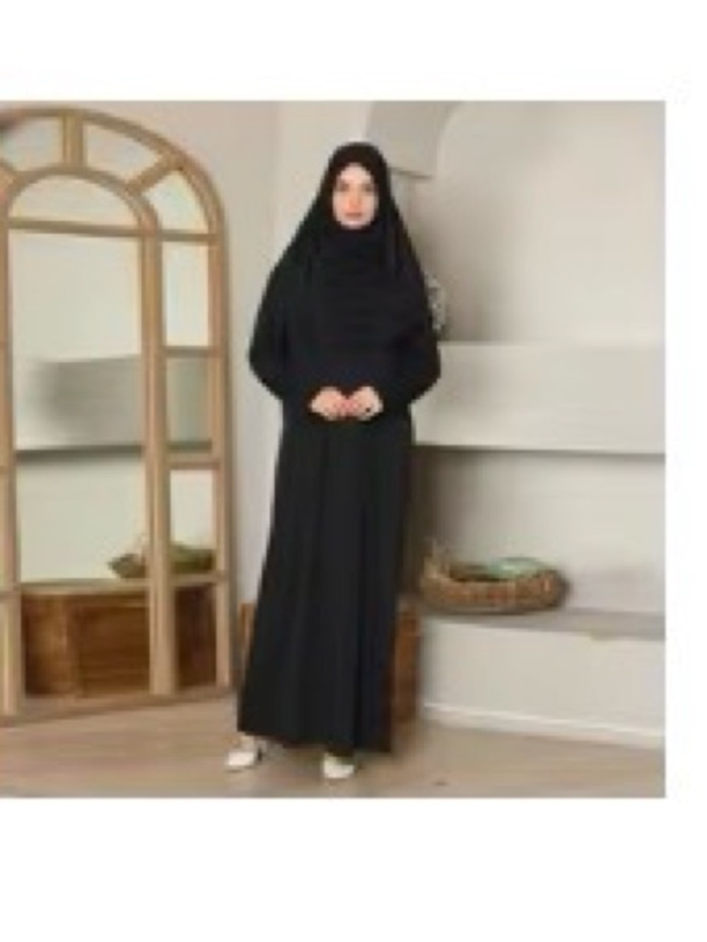 Black Modest Maxi Dress with Matching Hijab - Women's Dress